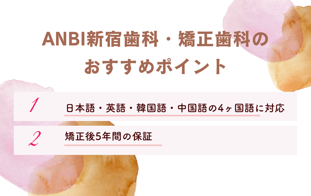 ANBI新宿歯科・矯正歯科pポイント