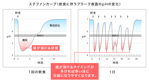 歯が溶けるタイミングのグラフ